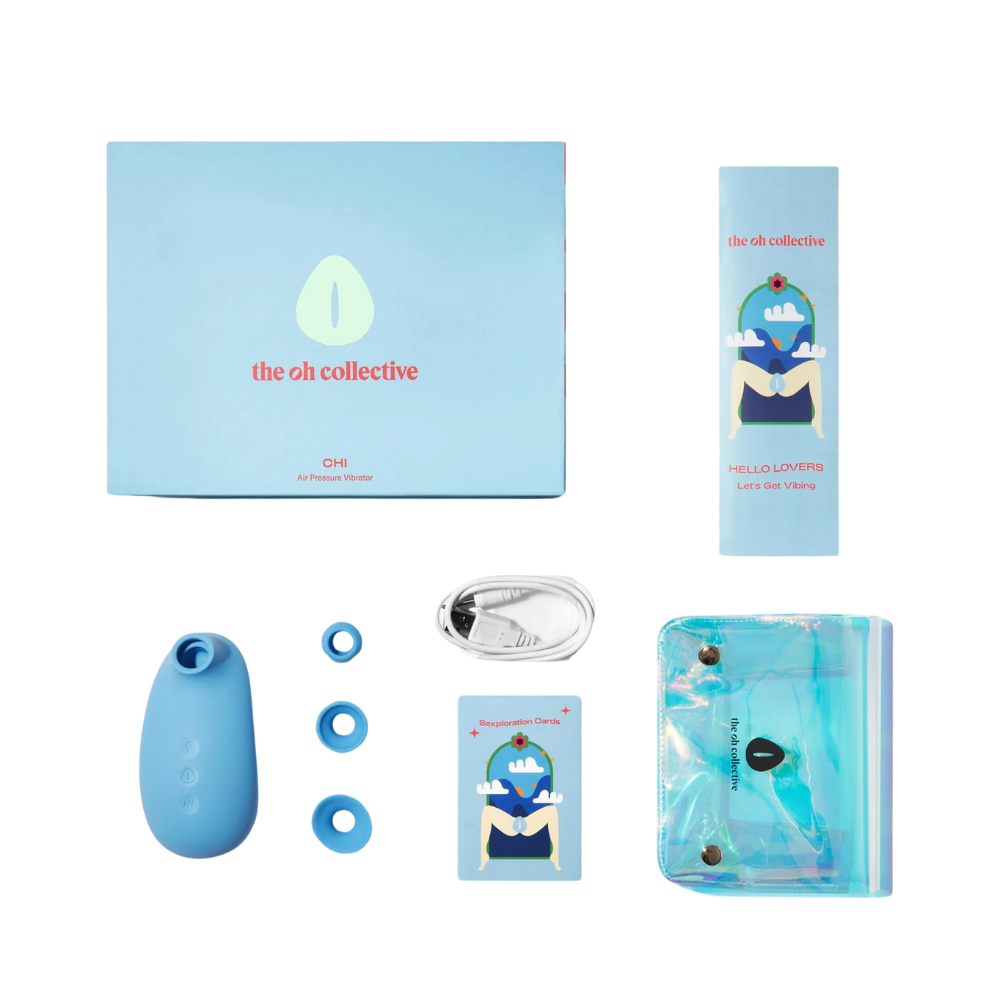 The Oh Collective - Chi Air Pulsating Vibrator with Adjustable Head and Sexploration Cards