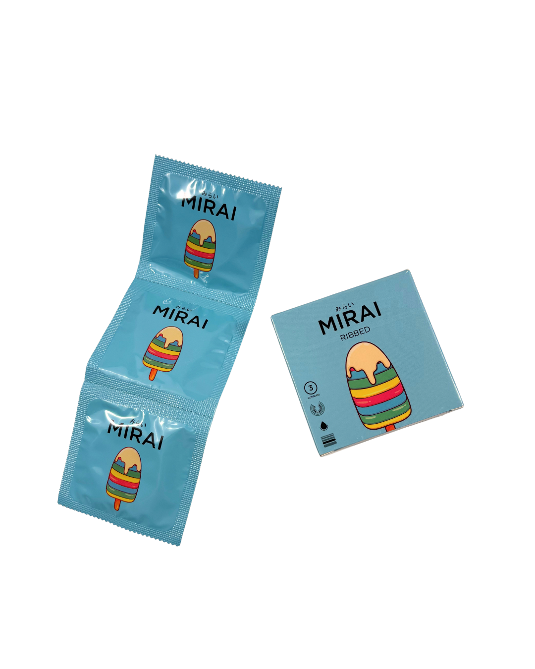 Mirai Ribbed Condom 3 pieces set