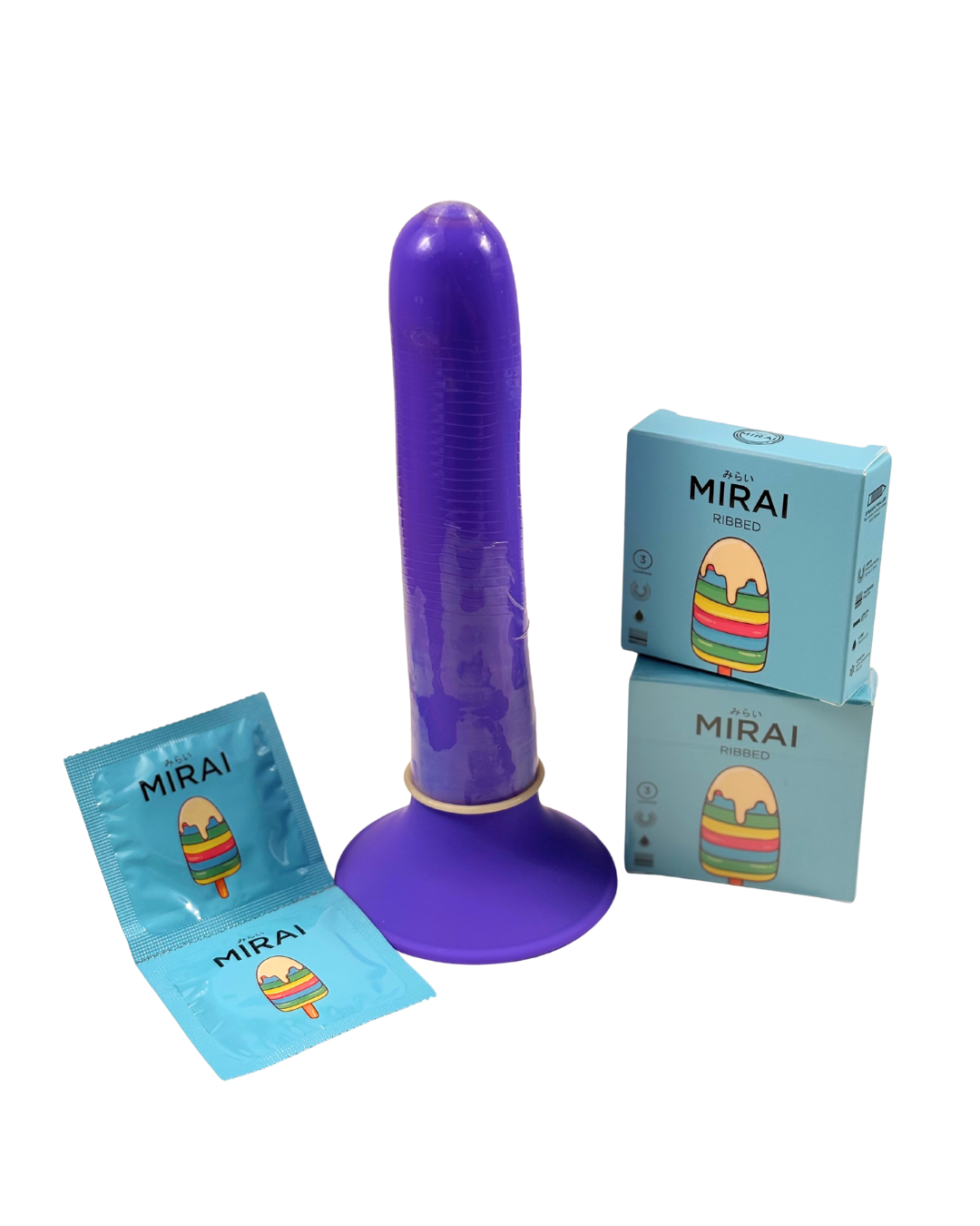 Mirai Ribbed Condom 3 Pieces Set