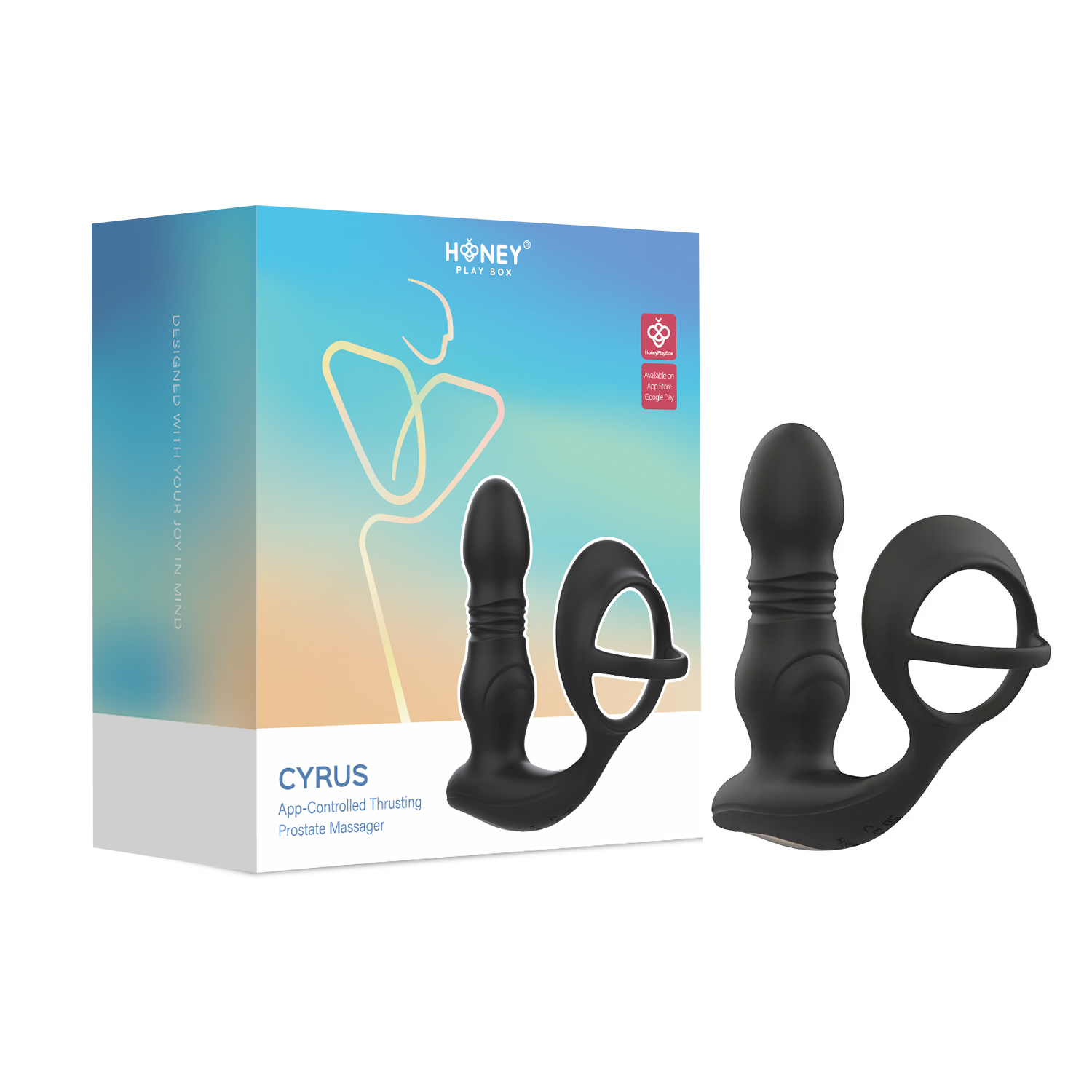 Honey Play Box Cyrus App - Controlled Thrusting Prostate Massager with Cock Ring